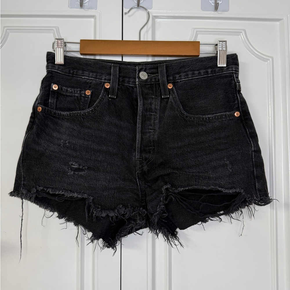 Levi's Black Distressed Women's Denim Cutoff Shorts